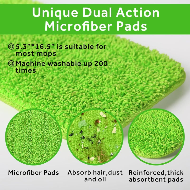 Panda Grip 16.5 inch Mop Pads Refills, 3 Pack Microfiber Reusable Replacement Mop Pads Flat Replacements Heads for Wet Or Dry Floor Cleaning and Scrubbing, Green Cloth - Image 3